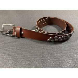 New Bed‎ Stu Hewitt Leather Belt Medium 34 Brown Silver Metal Studs Boho Western
